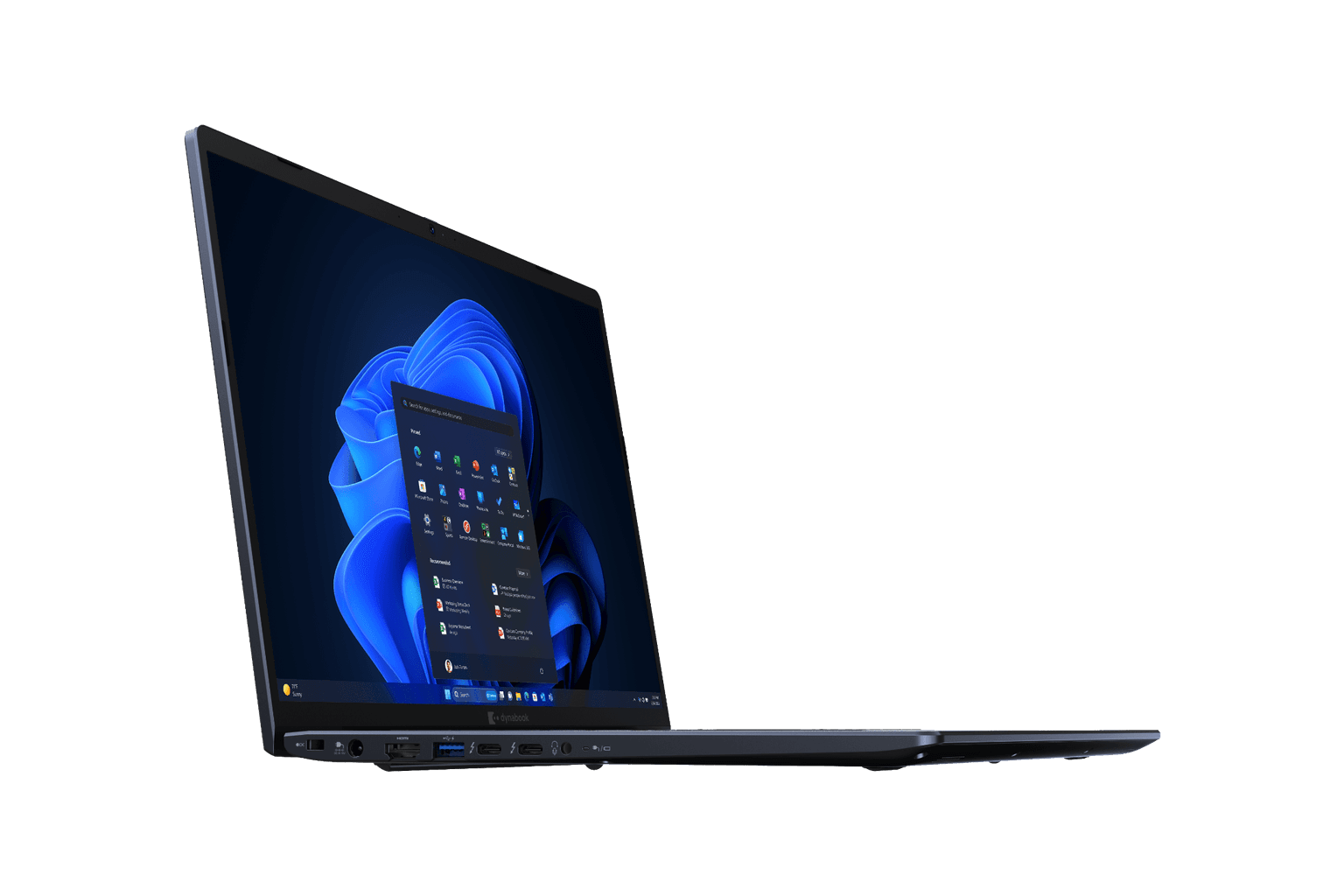 Power button with integrated biometric fingerprint scanner on 16-inch Dynabook Tecra A60-M laptop