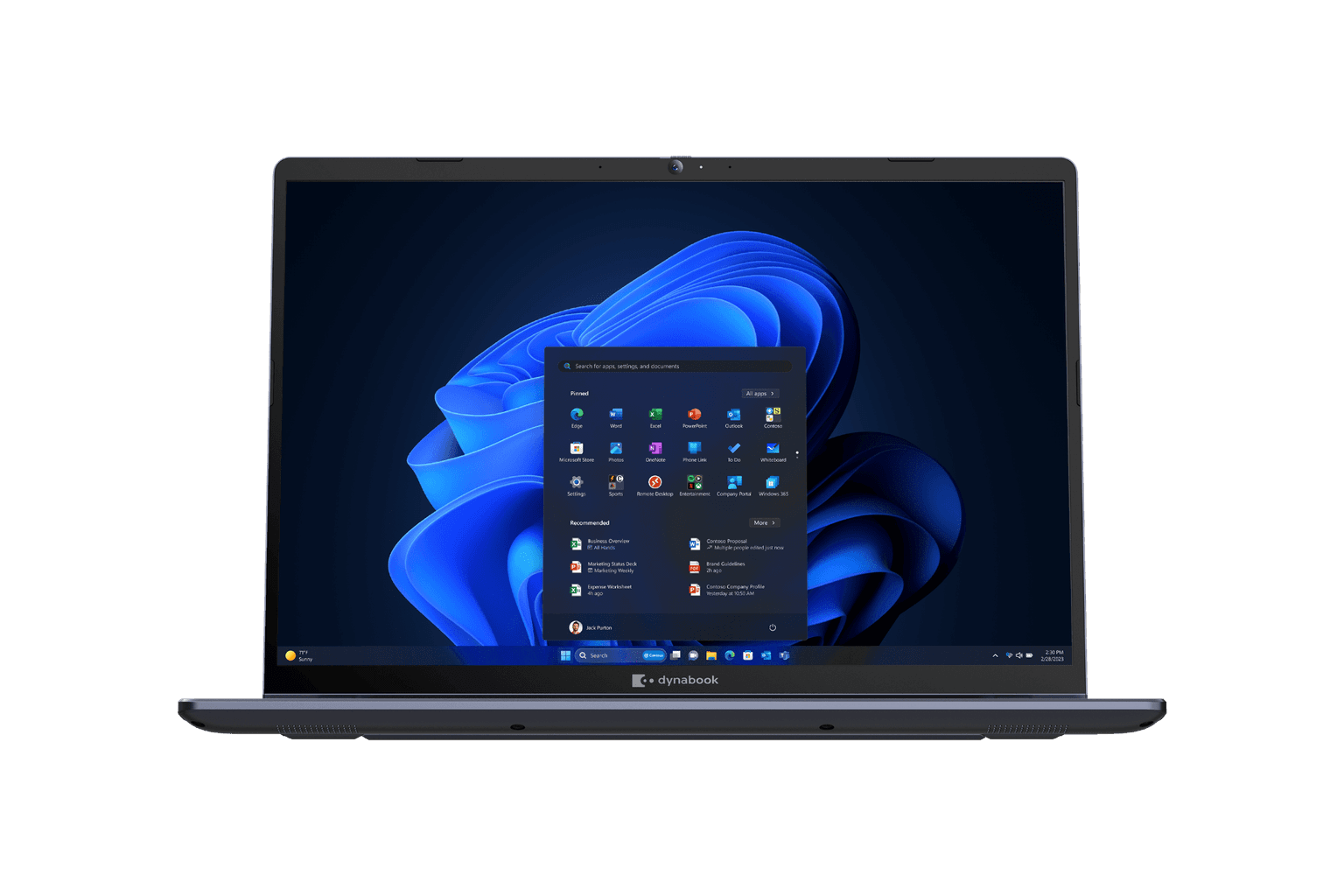 Dynabook Portégé X40-M power button with integrated Windows Hello biometric fingerprint reader and HD webcam shutter