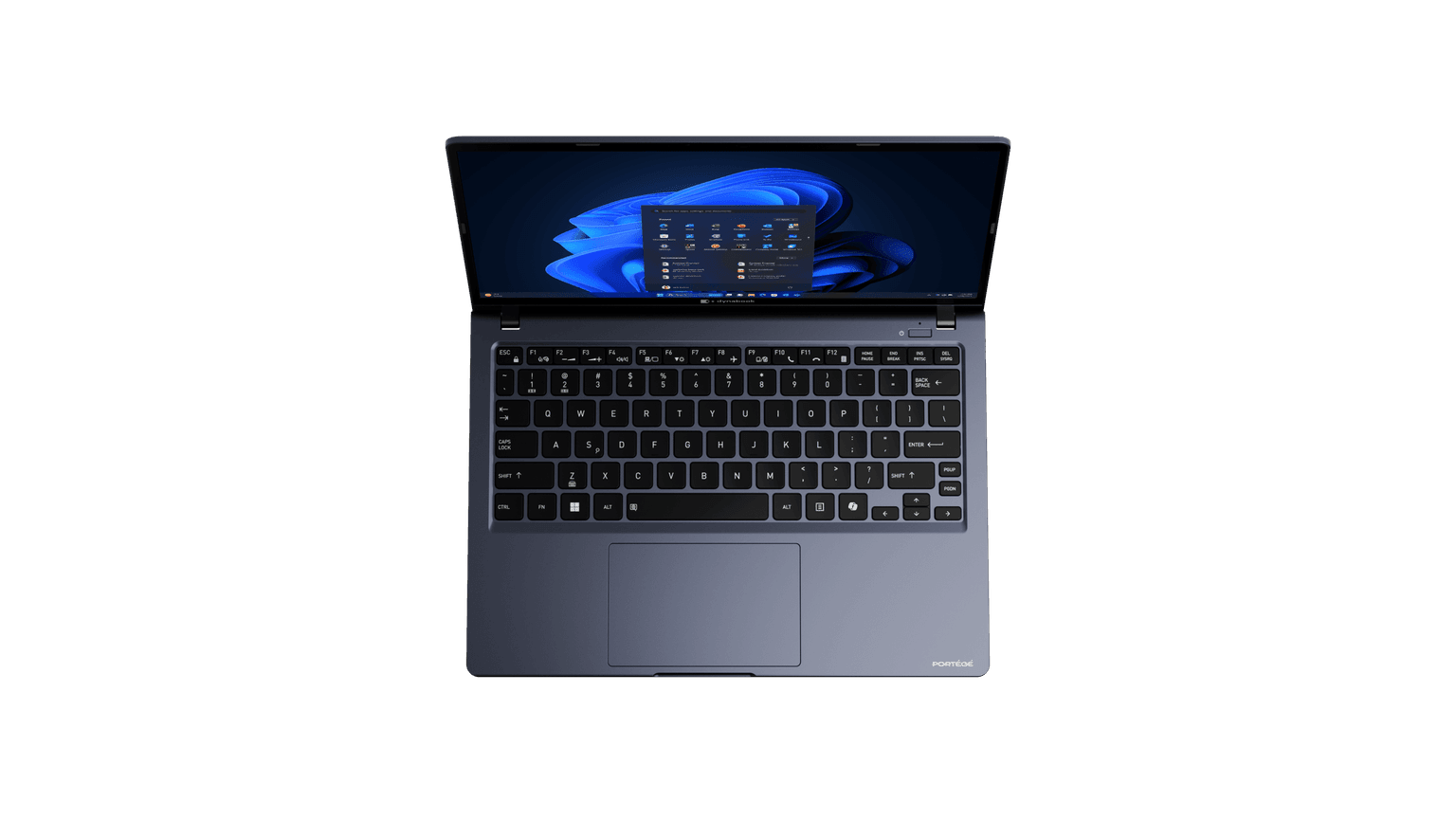 Dynabook Portégé X30L-M keyboard deck showing dedicated Microsoft Copilot AI key and spill-resistant backlit keys