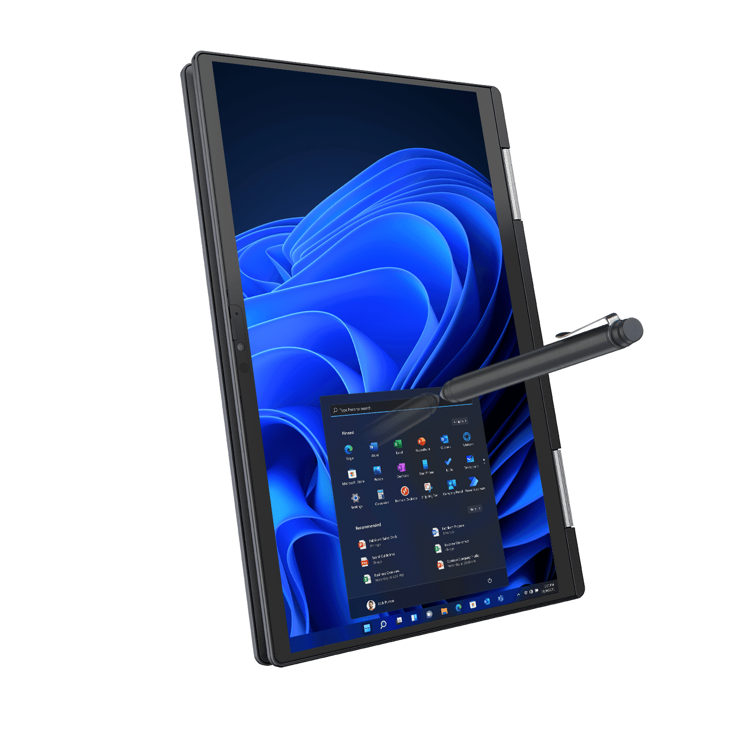 Front view of Dynabook Portégé X30W-M touchscreen laptop folded into 360-degree tablet mode