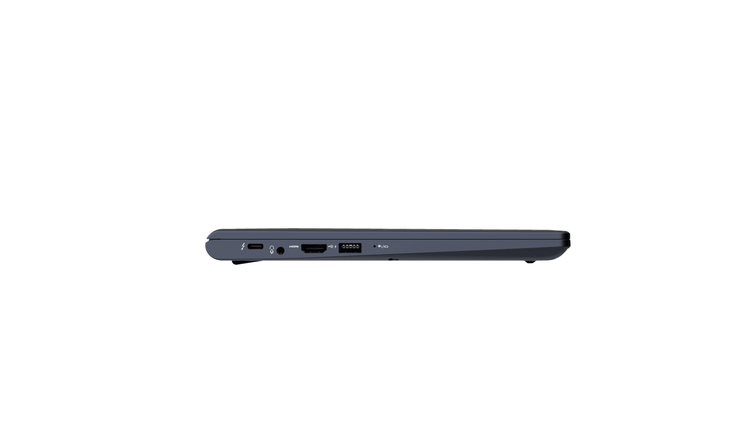 Close-up view of native RJ-45 Ethernet port, HDMI 2.1, and dual Thunderbolt 4 USB-C ports on Dynabook Portégé X30L-M EZB