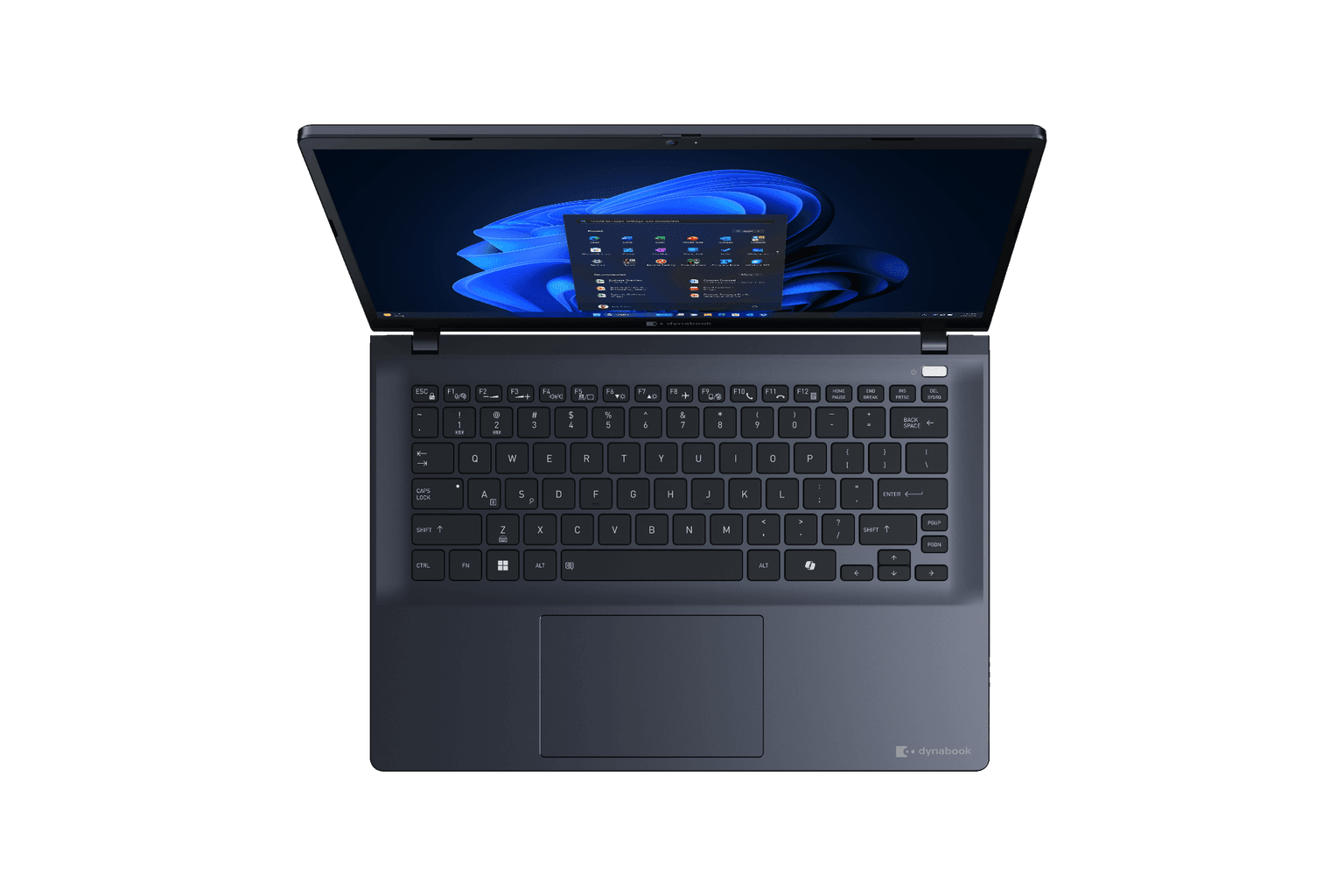 Dynabook Tecra A45-M keyboard deck featuring dedicated Microsoft Copilot AI key and spill-resistant keys