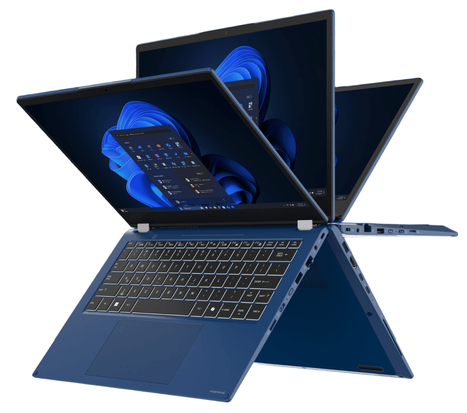 Dynabook Portégé X45W-M 14-inch 2-in-1 convertible business laptop in dark blue alloy