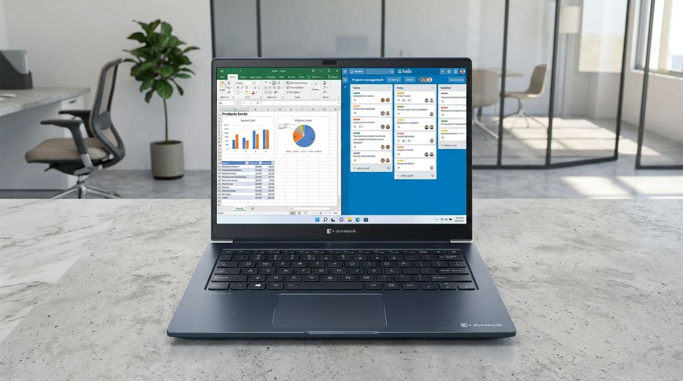 Dynabook Portégé X30L-M EZB opened flat at 180 degrees displaying 16:10 WUXGA screen layout